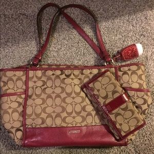 Red & Tan Coach Purse w/ Wallet!!